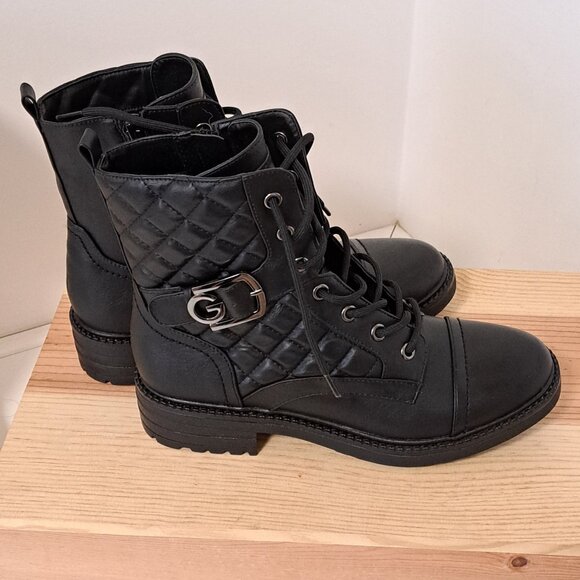 Guess Black Quilted Moto Boot Misses Size 6 1/2 NWOB - Picture 5 of 12
